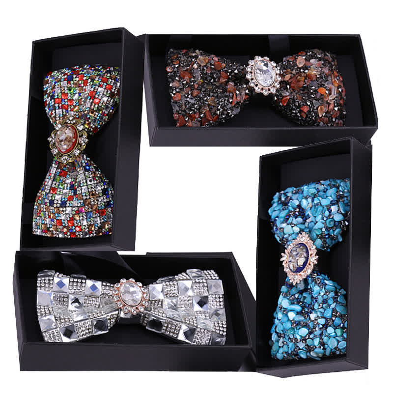 Men's Bright Beads Stone Rhinestone Bow Tie - Image 2