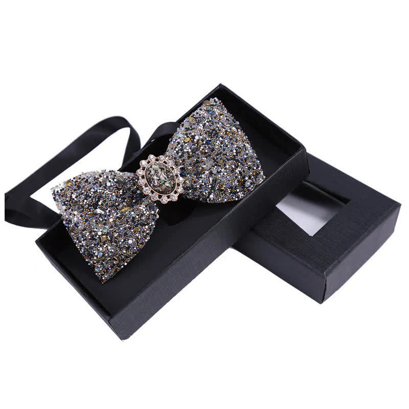 Men's Bright Beads Stone Rhinestone Bow Tie - Image 3