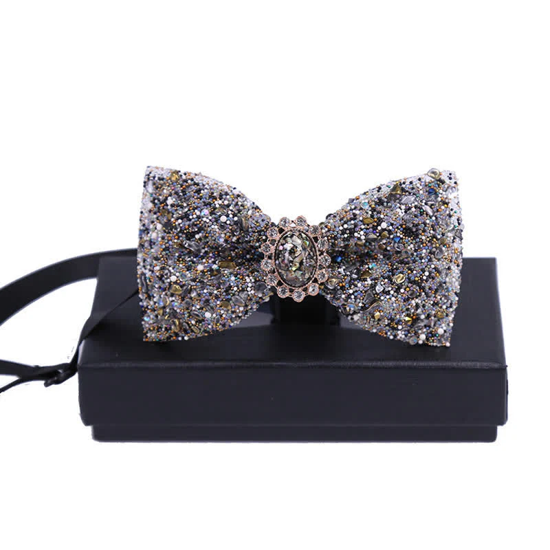 Men's Bright Beads Stone Rhinestone Bow Tie - Image 4