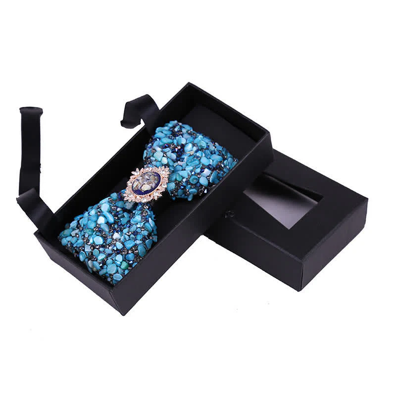 Men's Bright Beads Stone Rhinestone Bow Tie - Image 5