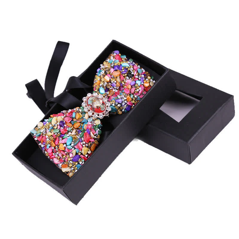 Men's Bright Beads Stone Rhinestone Bow Tie - Image 6