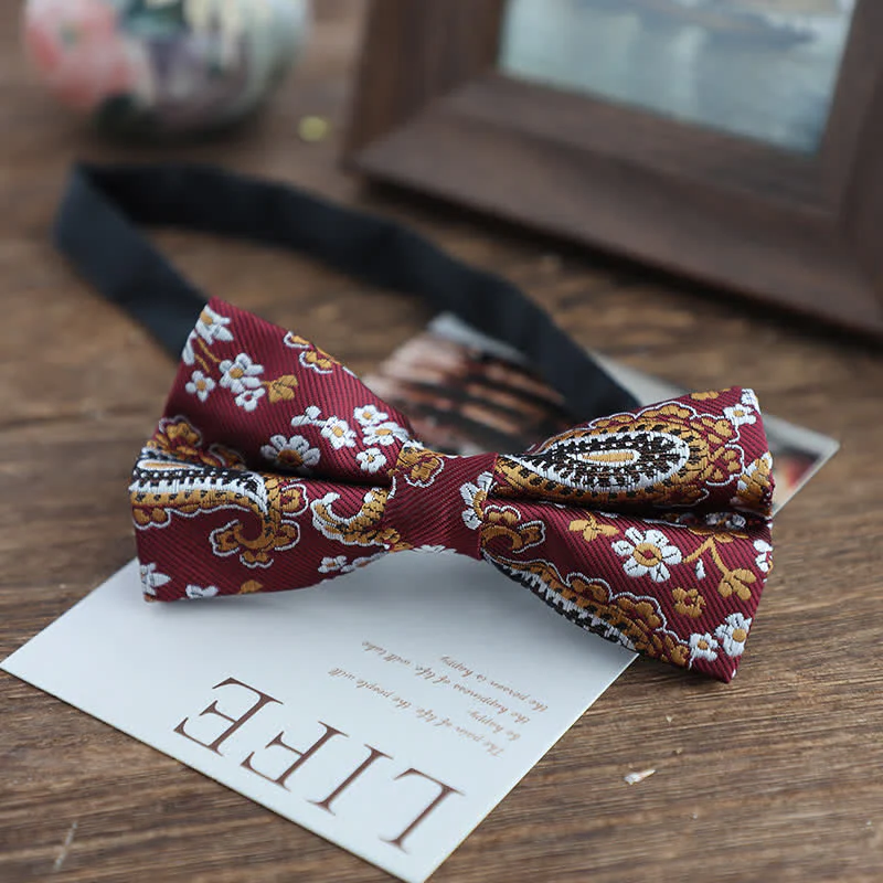 Men's Bright Color Paisley Jacquard Pattern Bow Tie - Image 10