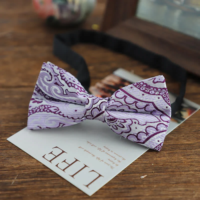 Men's Bright Color Paisley Jacquard Pattern Bow Tie - Image 15