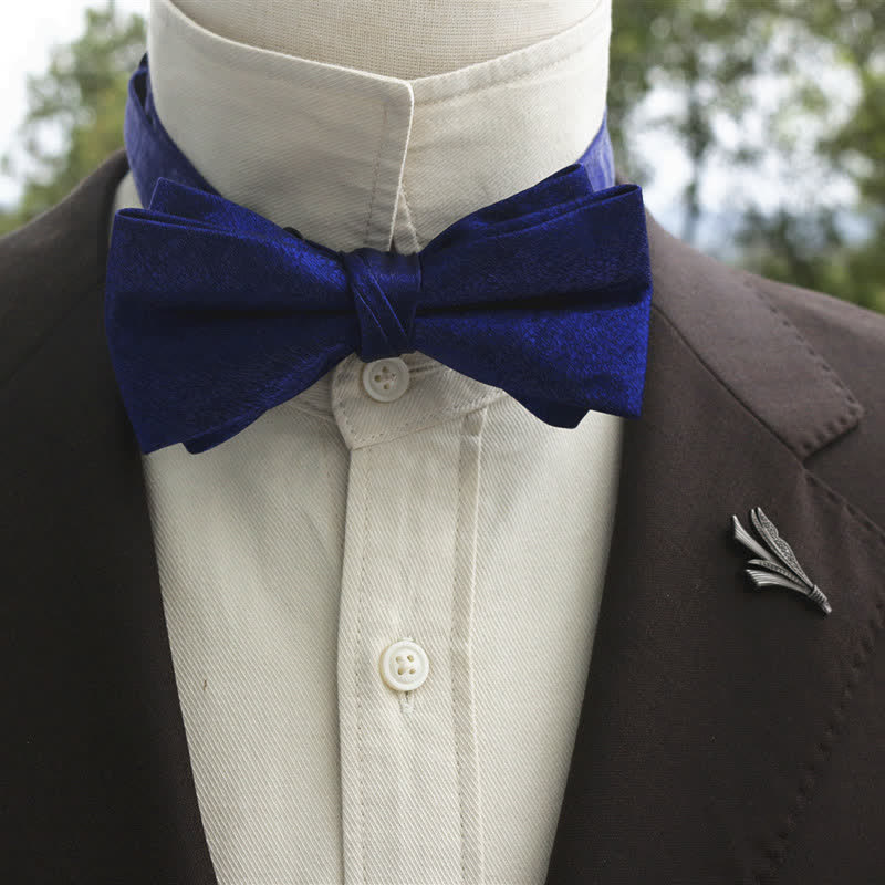 Men's Bright Double-Layered Solid Color Bow Tie - Image 10