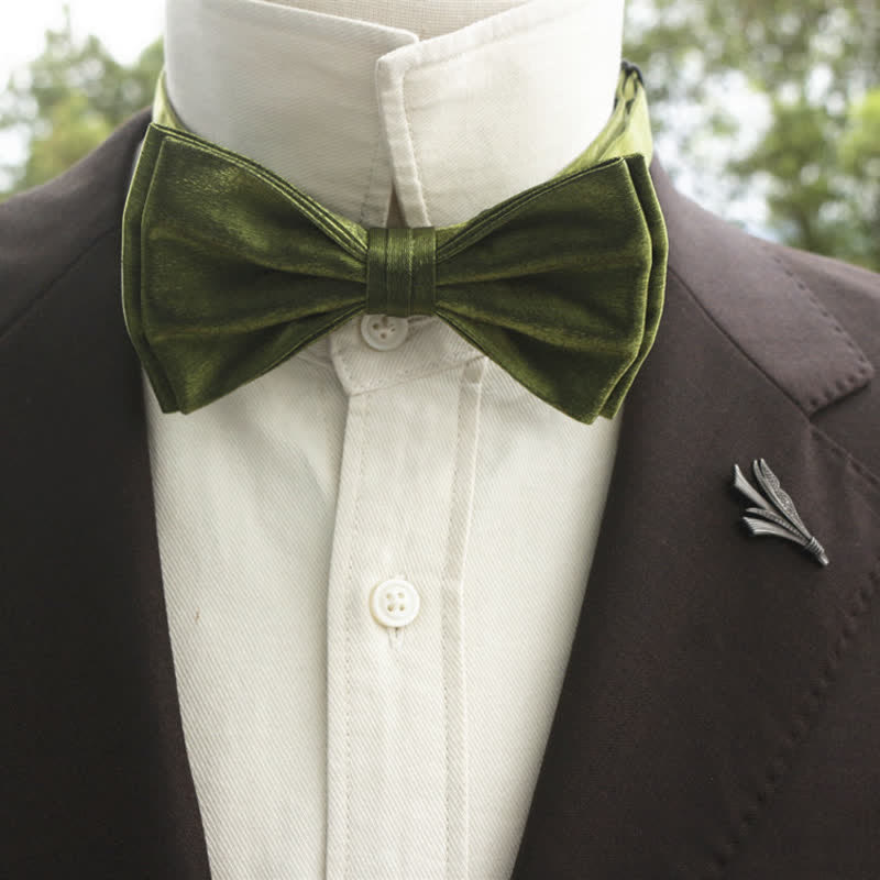 Men's Bright Double-Layered Solid Color Bow Tie - Image 18