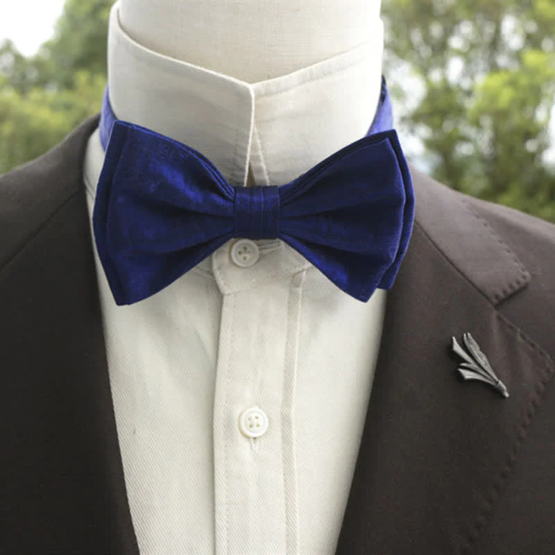 Men's Bright Double-Layered Solid Color Bow Tie - Image 22