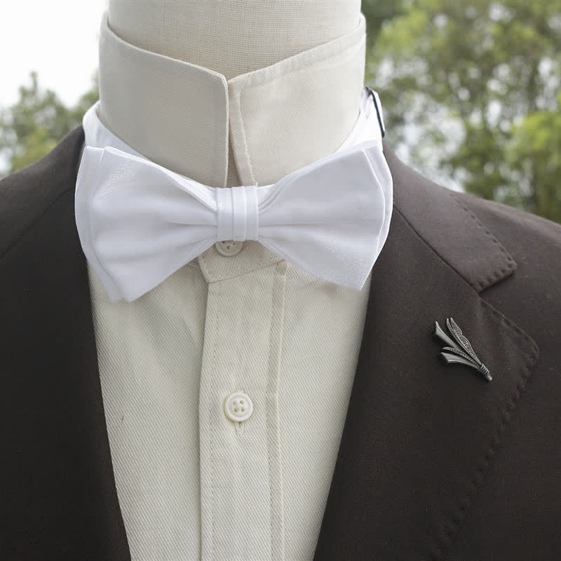 Men's Bright Double-Layered Solid Color Bow Tie - Image 23