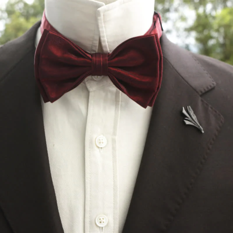 Men's Bright Double-Layered Solid Color Bow Tie - Image 26