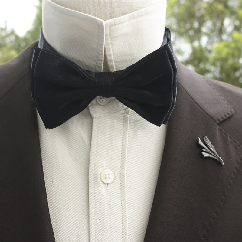 Men's Bright Double-Layered Solid Color Bow Tie - Image 27