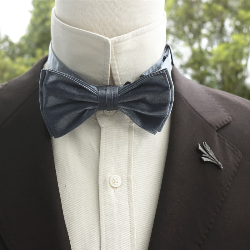 Men's Bright Double-Layered Solid Color Bow Tie - Image 28