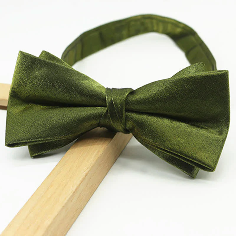 Men's Bright Double-Layered Solid Color Bow Tie - Image 4