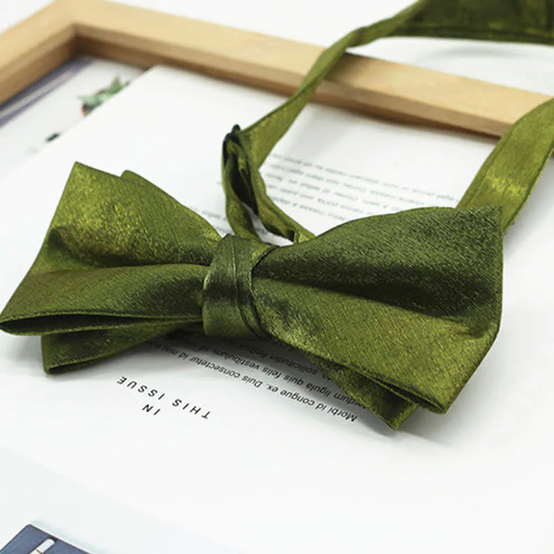Men's Bright Double-Layered Solid Color Bow Tie - Image 5