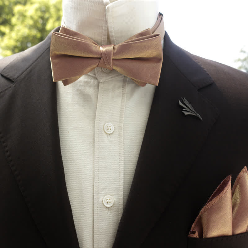 Men's Bright Double-Layered Solid Color Bow Tie - Image 7
