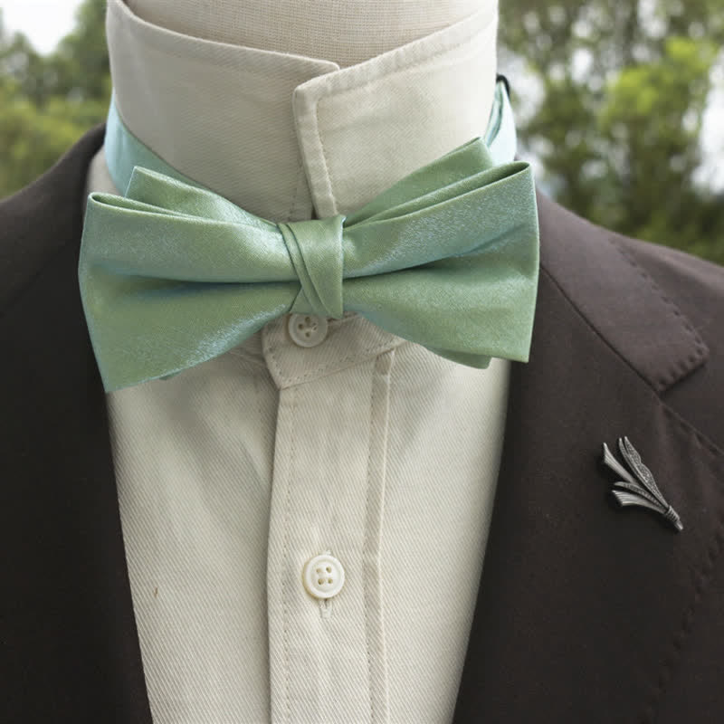 Men's Bright Double-Layered Solid Color Bow Tie - Image 8