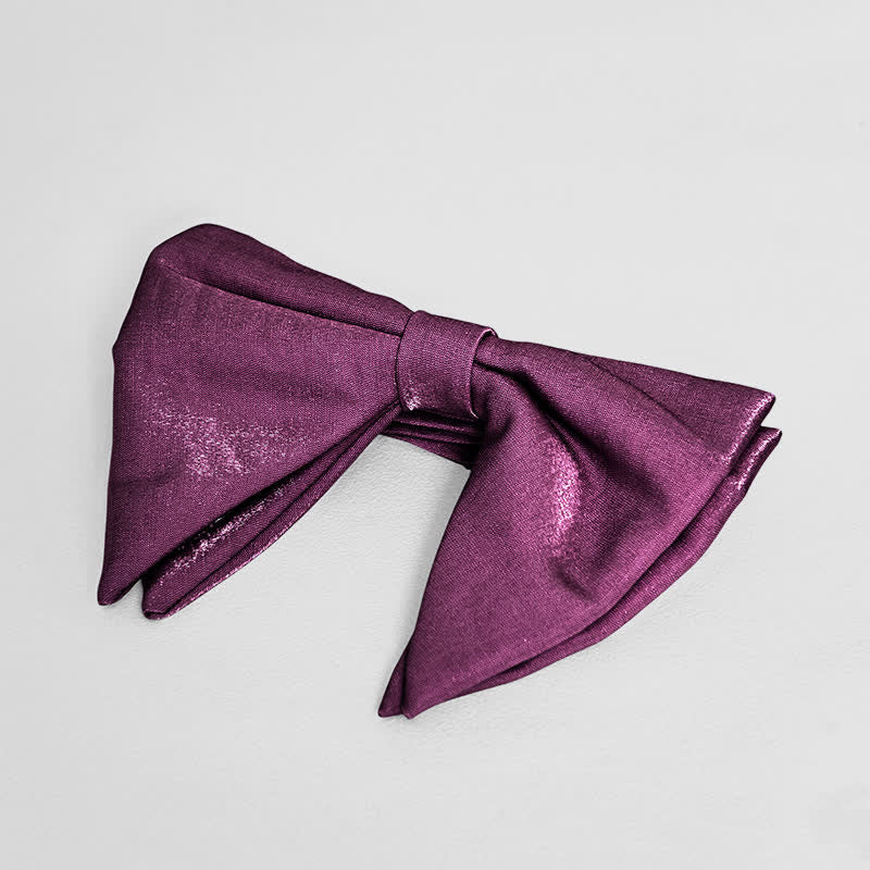 Men's Bright Satin Silk Oversized Pointed Bow Tie - Image 14