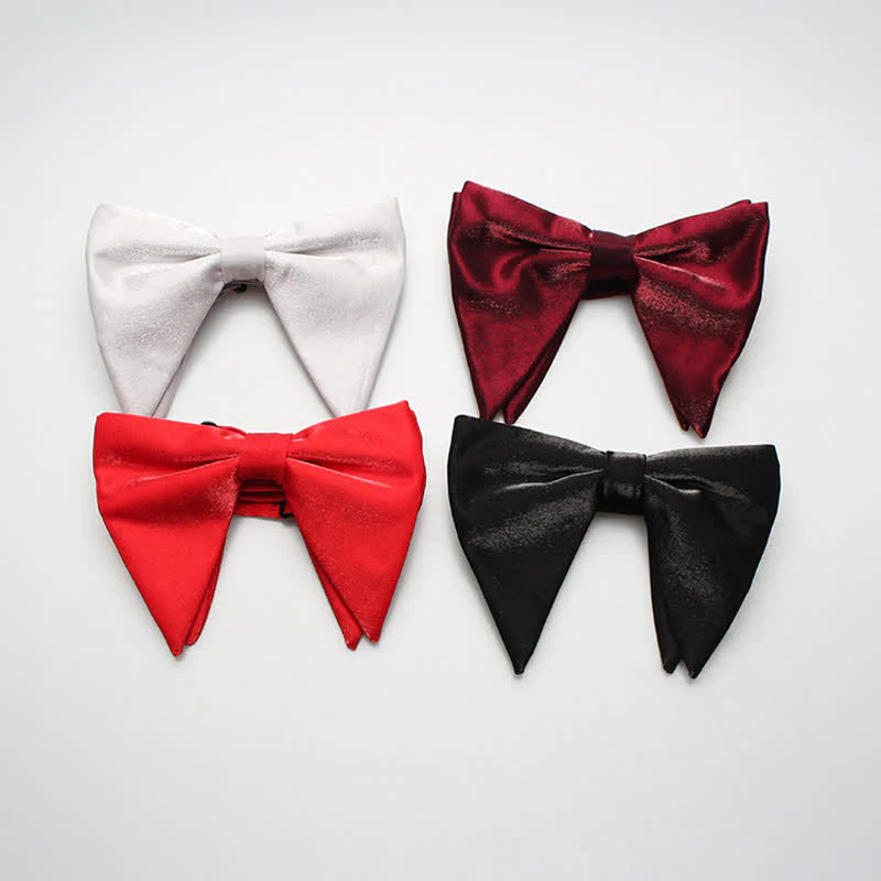 Men's Bright Satin Silk Oversized Pointed Bow Tie - Image 2
