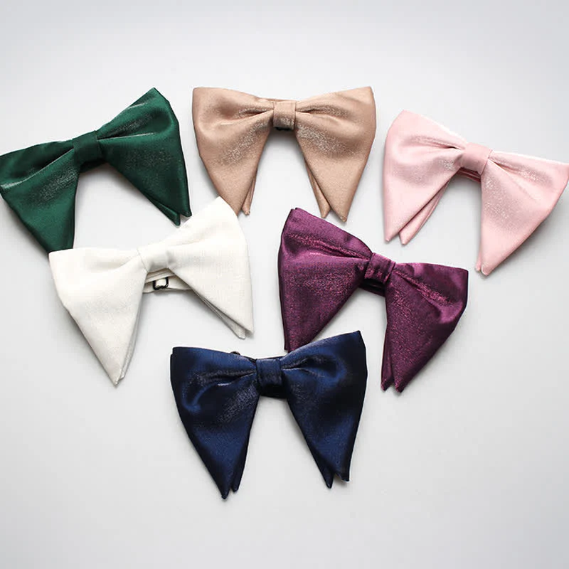 Men's Bright Satin Silk Oversized Pointed Bow Tie - Image 6