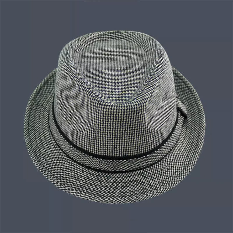Men's British Plaid Houndstooth Pattern Summer Fedora Hat - Image 5