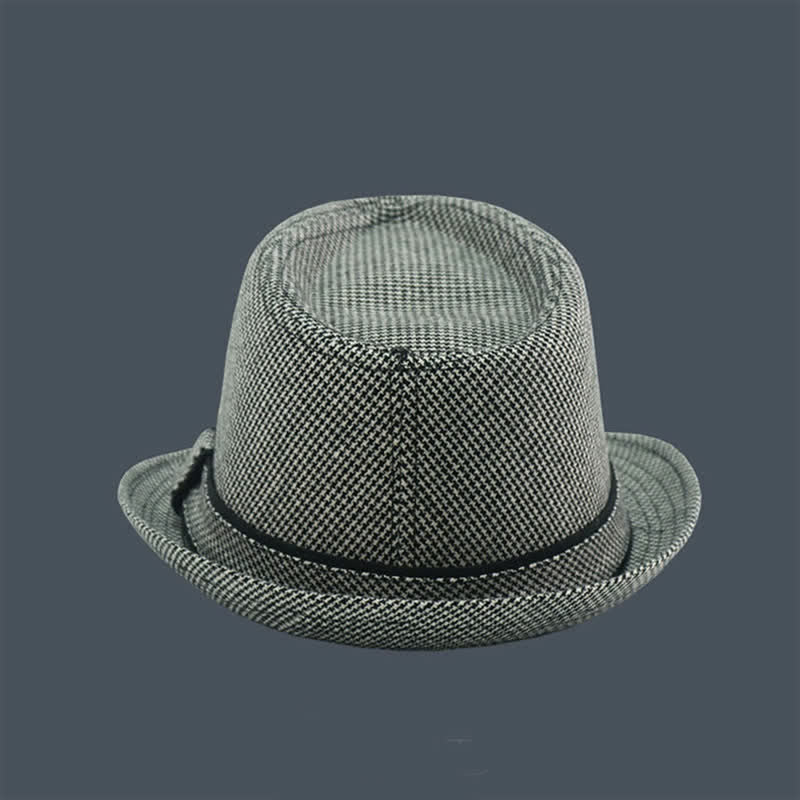 Men's British Plaid Houndstooth Pattern Summer Fedora Hat - Image 6