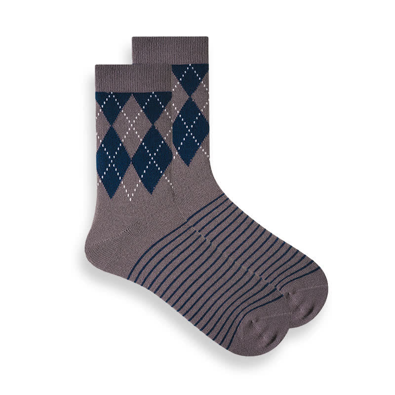 Men's British Plaid Patterned Cotton Socks - Image 10