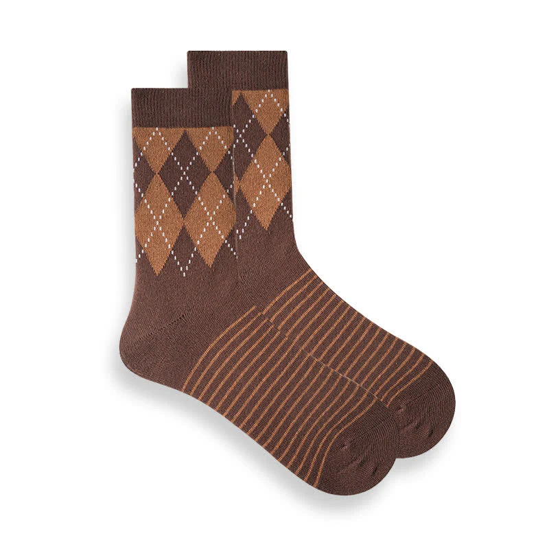 Men's British Plaid Patterned Cotton Socks - Image 11
