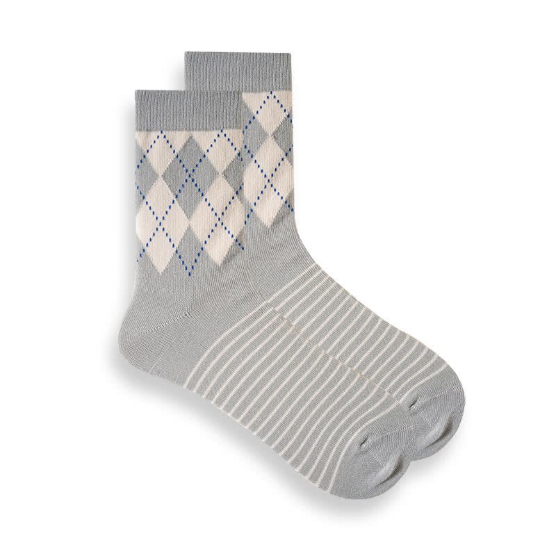 Men's British Plaid Patterned Cotton Socks - Image 12