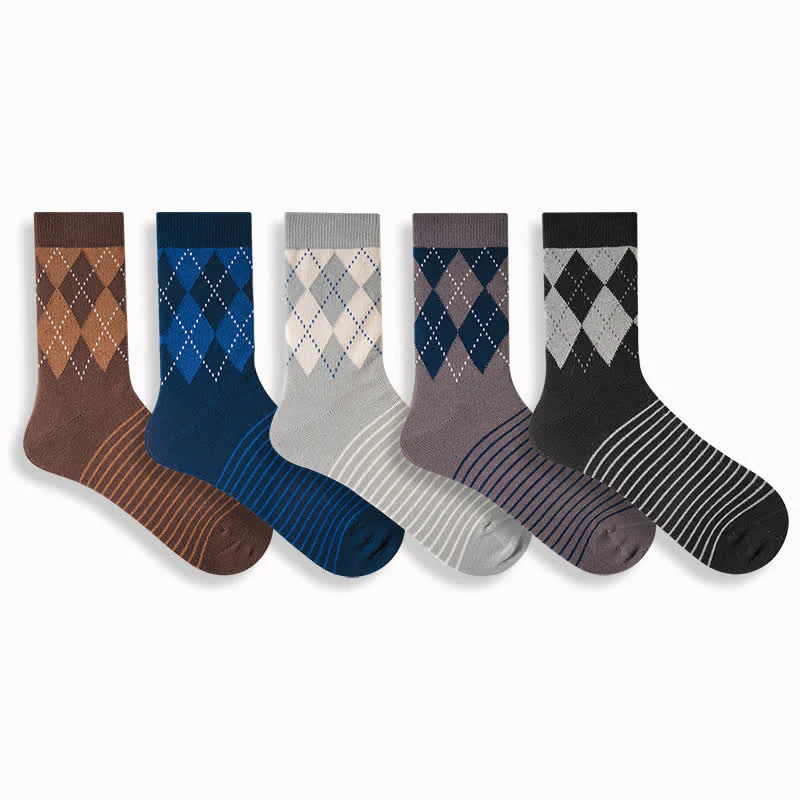 Men's British Plaid Patterned Cotton Socks - Image 2