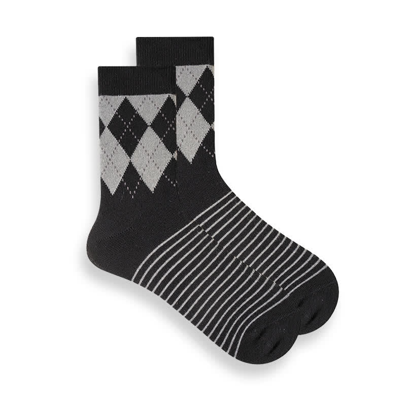 Men's British Plaid Patterned Cotton Socks - Image 3