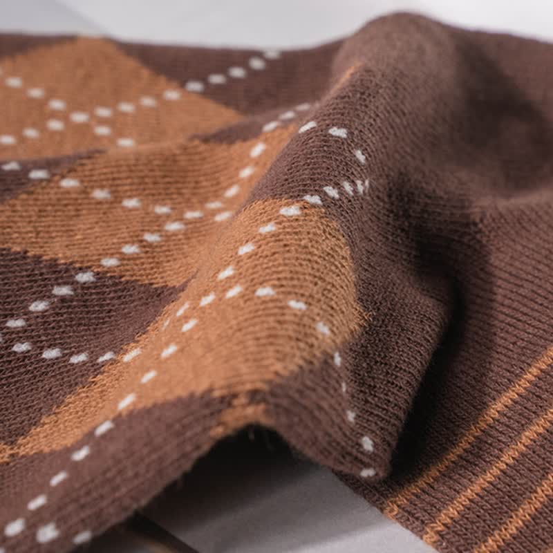 Men's British Plaid Patterned Cotton Socks - Image 8