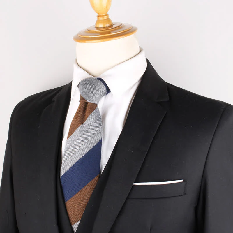 Men's British Soft Wool-like Striped Necktie - Image 2