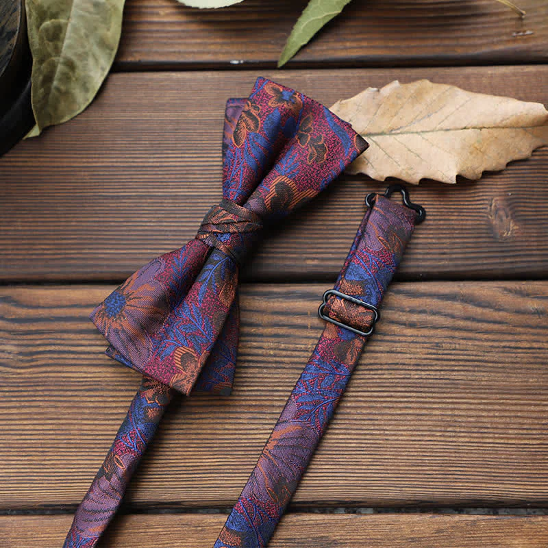 Men's British Striped Floral Bow Tie - Image 12