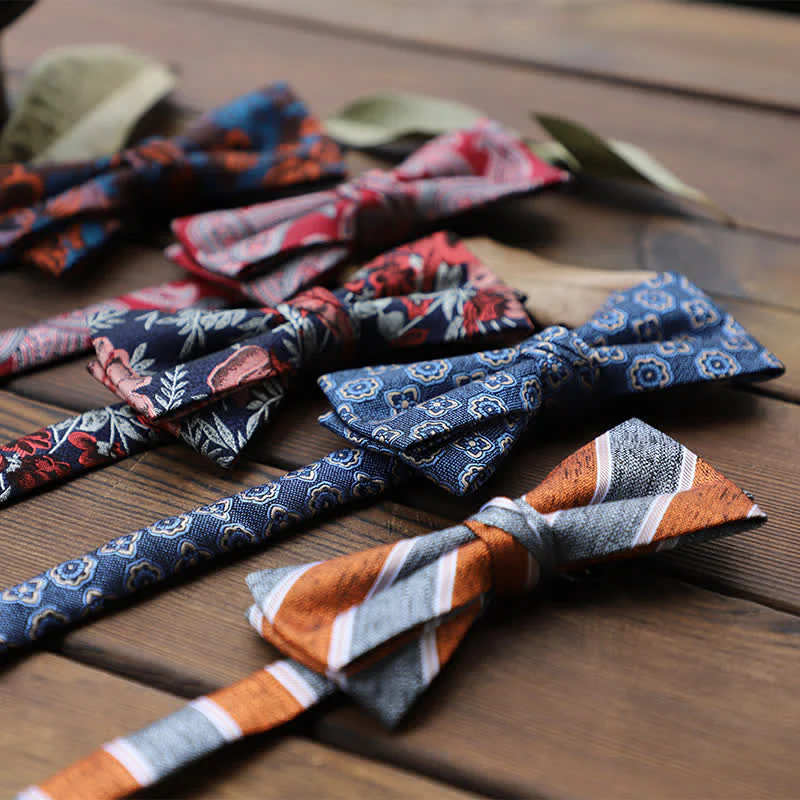 Men's British Striped Floral Bow Tie - Image 2