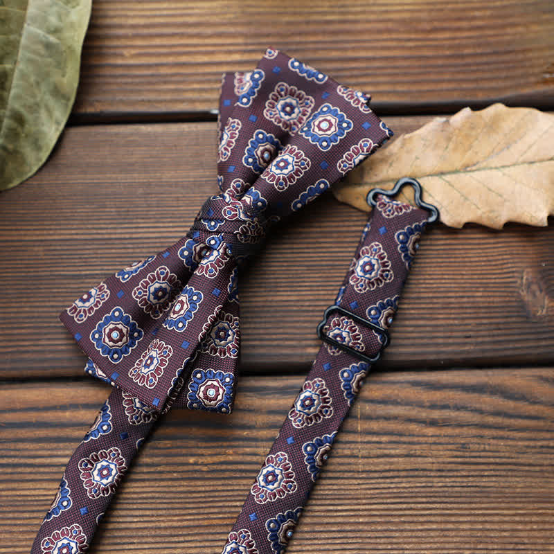Men's British Striped Floral Bow Tie - Image 22