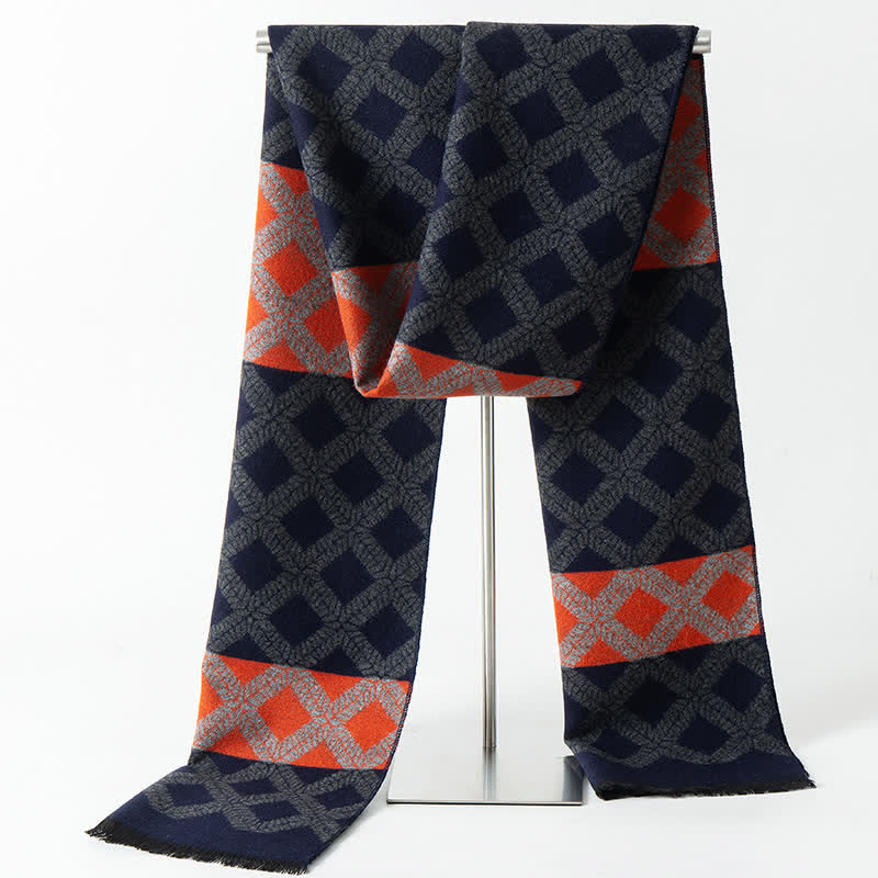 Men's British Style Checked Pattern Warm Long Scarf