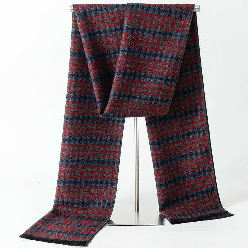 Men's British Style Checked Pattern Warm Long Scarf - Image 10