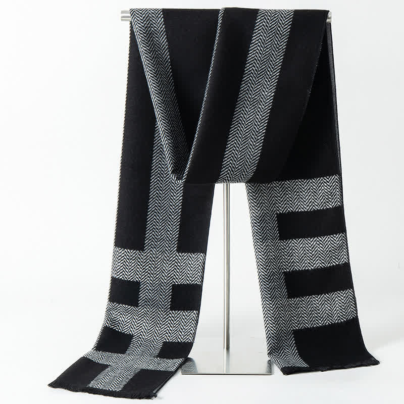 Men's British Style Checked Pattern Warm Long Scarf - Image 11