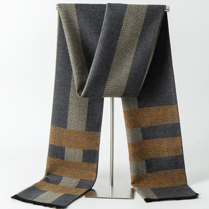 Men's British Style Checked Pattern Warm Long Scarf - Image 12