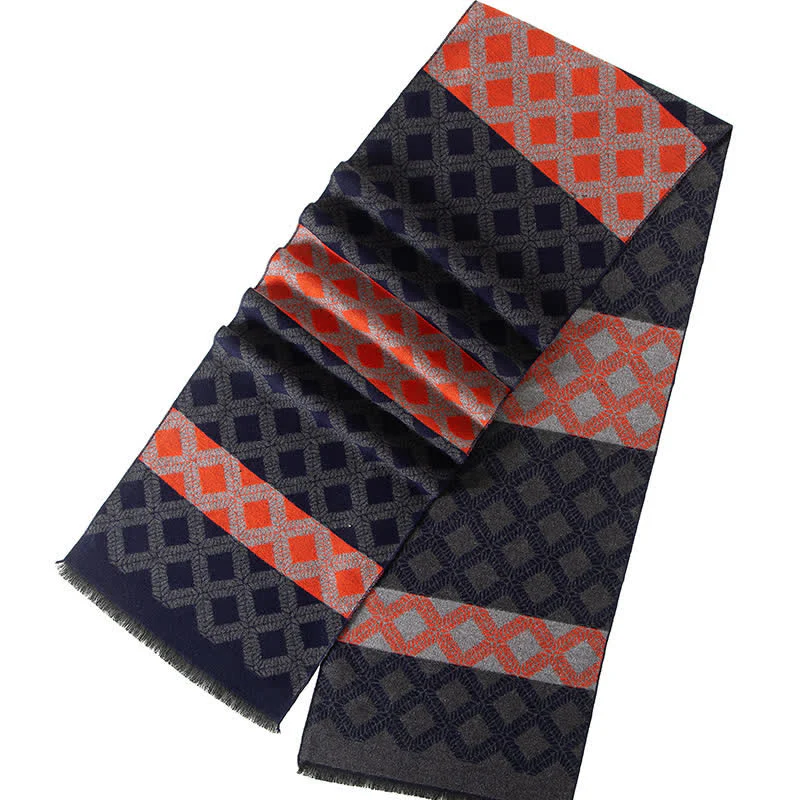 Men's British Style Checked Pattern Warm Long Scarf - Image 2