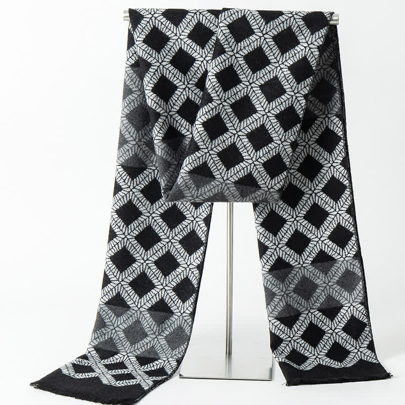 Men's British Style Checked Pattern Warm Long Scarf - Image 3