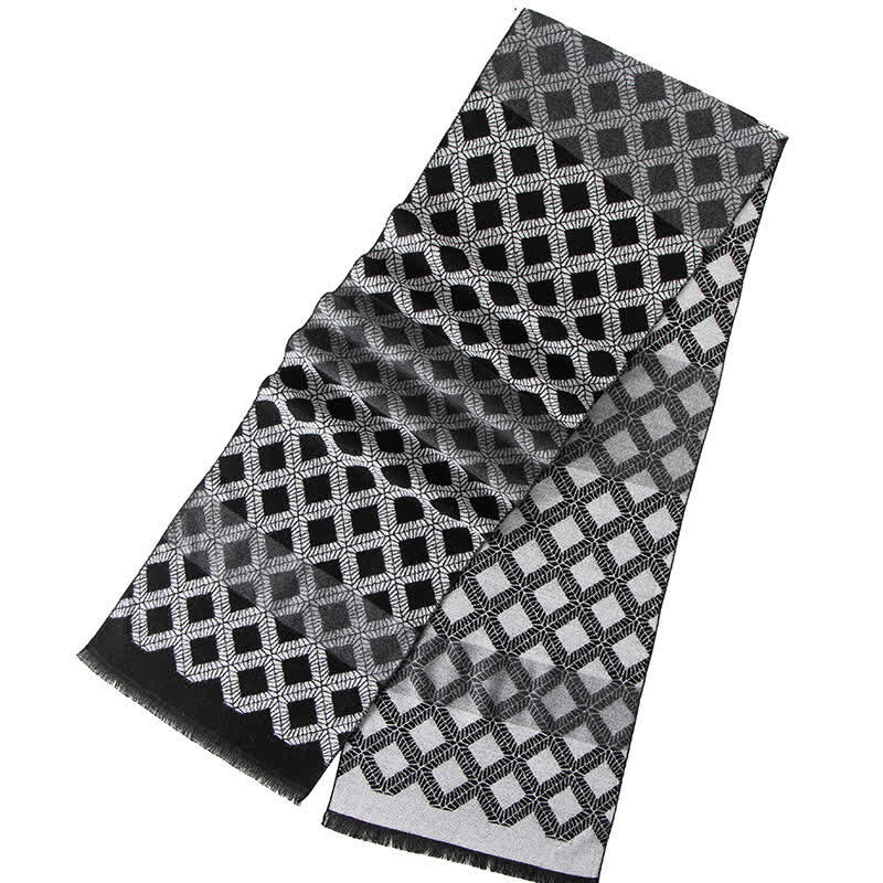 Men's British Style Checked Pattern Warm Long Scarf - Image 4