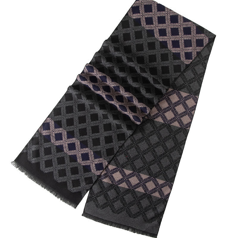 Men's British Style Checked Pattern Warm Long Scarf - Image 6