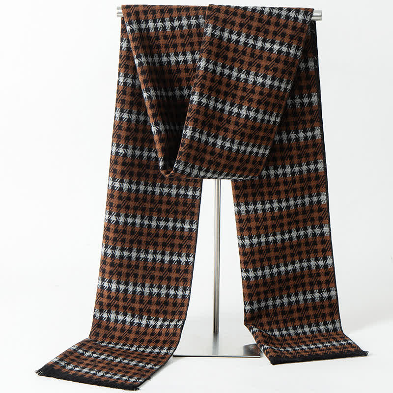 Men's British Style Checked Pattern Warm Long Scarf - Image 7