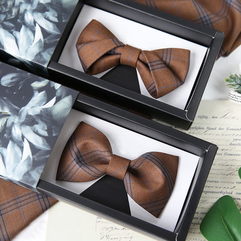 Men's British Style Classic Plaid Bow Tie - Image 11