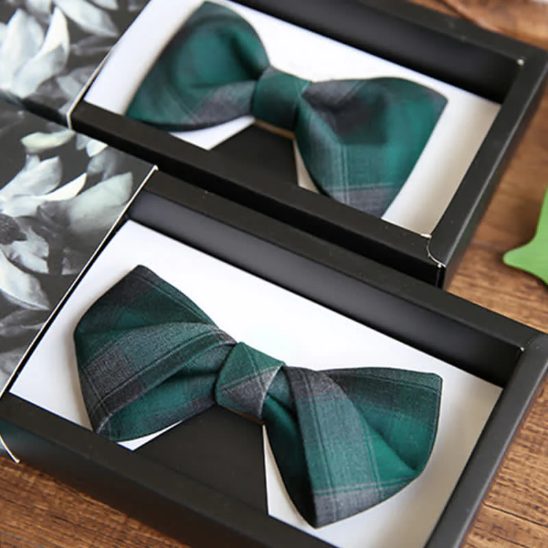 Men's British Style Plaid Pattern Groom Bow Tie - Image 11