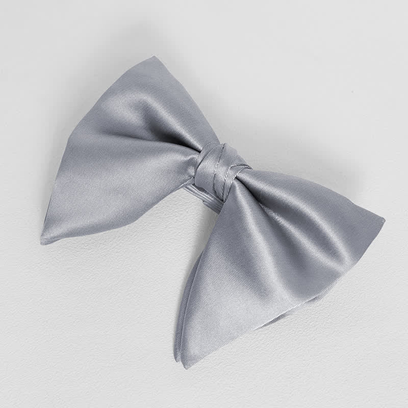 Men's British Style Solid Color Oversized Pointed Bow Tie Pocket Square - Image 11