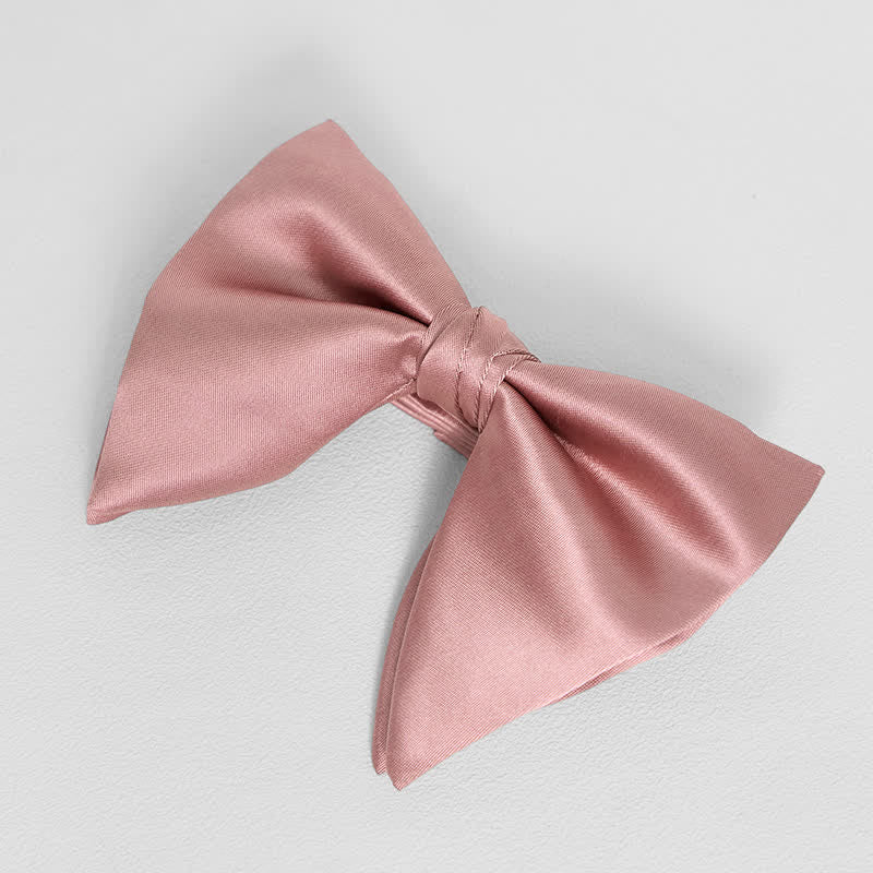 Men's British Style Solid Color Oversized Pointed Bow Tie Pocket Square - Image 18