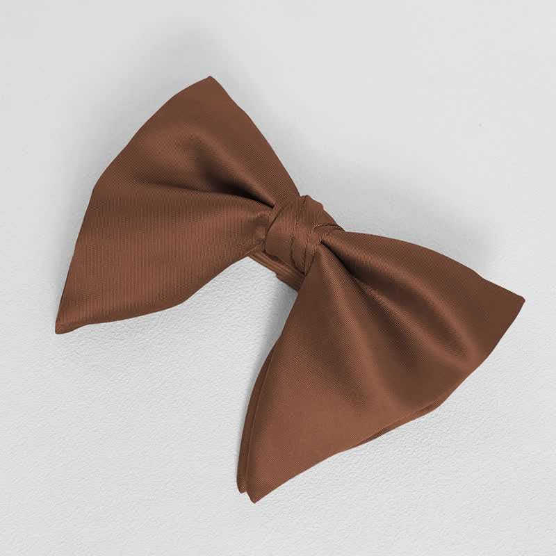 Men's British Style Solid Color Oversized Pointed Bow Tie Pocket Square - Image 23