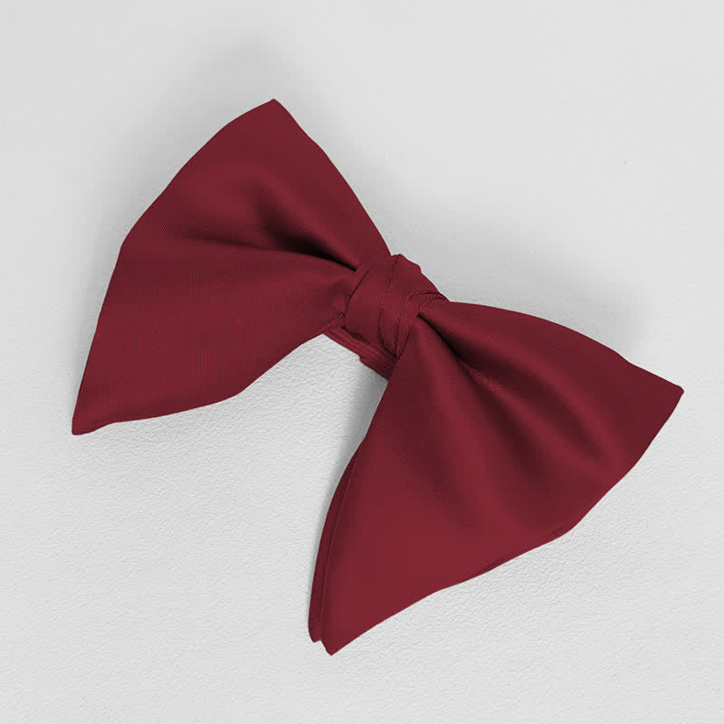 Men's British Style Solid Color Oversized Pointed Bow Tie Pocket Square - Image 3