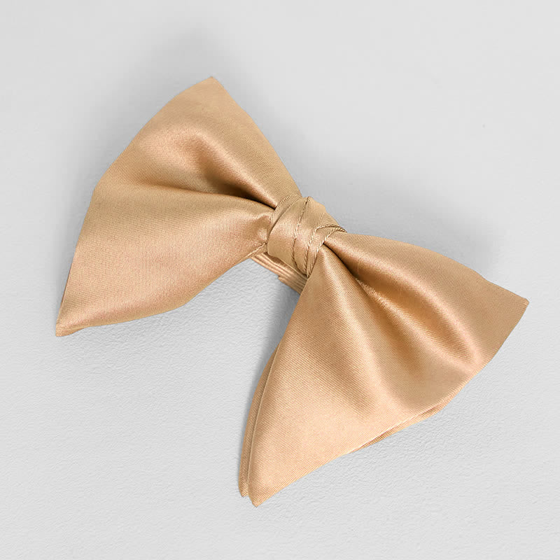 Men's British Style Solid Color Oversized Pointed Bow Tie Pocket Square - Image 5