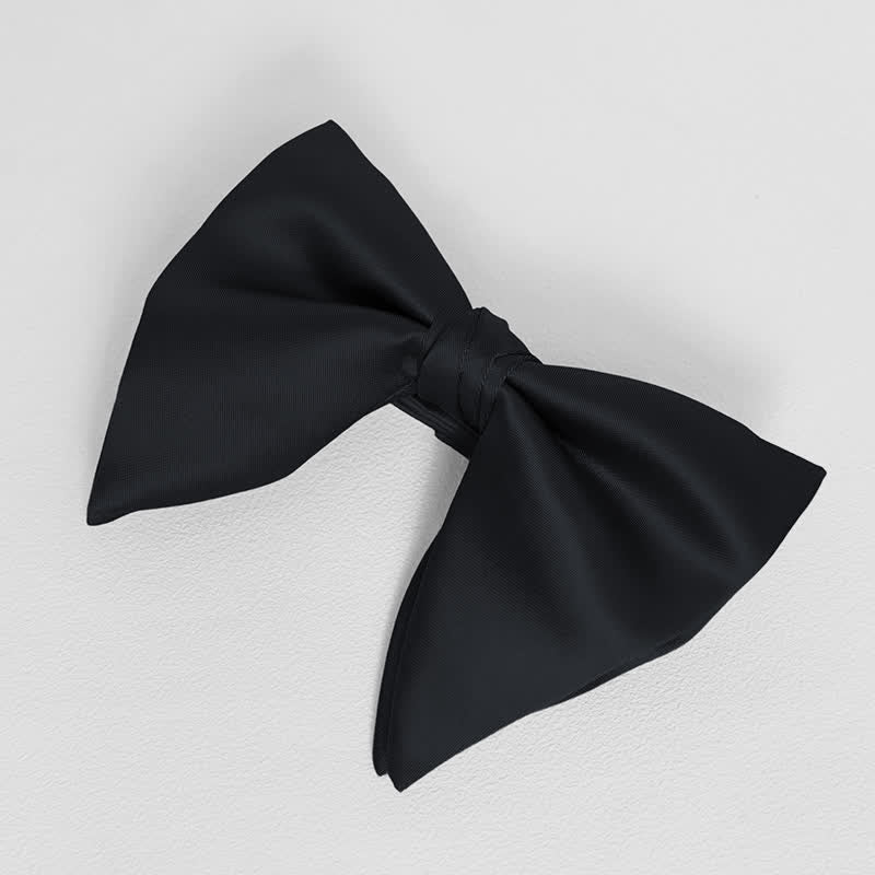 Men's British Style Solid Color Oversized Pointed Bow Tie Pocket Square - Image 7